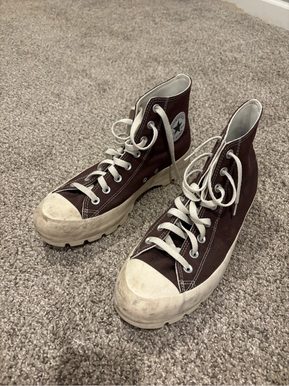 Converse High Top Sneakers - Dark Brown with White Accents